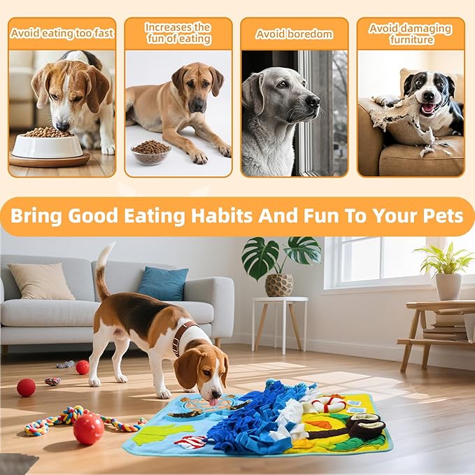 Dog Snuffle Mat for Dogs Large Breed with Turtle Lick Mat, Interactive Dog Toys Puzzle Enrichment Toys, Dogs Food Mat, Ideal for Pets to Reduce Boredom Slow Eating (2-in-1)