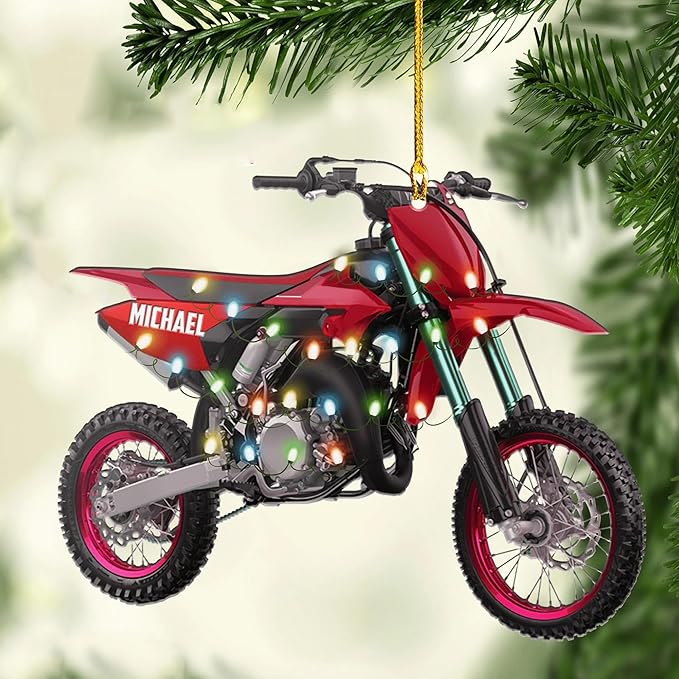 Personalized Dirt Bike Acrylic Ornament 2025, Personalized Christmas Tree Decoration, Unique Holiday Keepsake, Gift for Dirt Bike Lovers, Riders, Family Style 3
