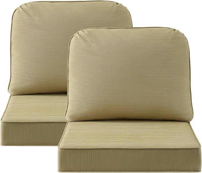 Outdoor Cushions for Patio Furniture Set of 2, 24"x24" Water Repellent Chair Cushions Removable Seat Bottom & Back Cushion Covers for Chair, Sofa, Couch, Warm Taupe