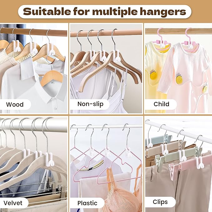Mlici Cascading Hanger Connector, 60 Pcs Plastic Connector Hooks for Velvet Hanger or Clothes Hangers, Space Saving Hangers Hooks Closet Organizer - White