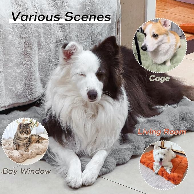 Cat Beds for Indoor Cats Faux Fur Pet Mat Cute Kitten Plush Bed with Non-Slip Bottom for Carriers/Couch Dog & Puppy Friendly 27 x 20 Inch Orange