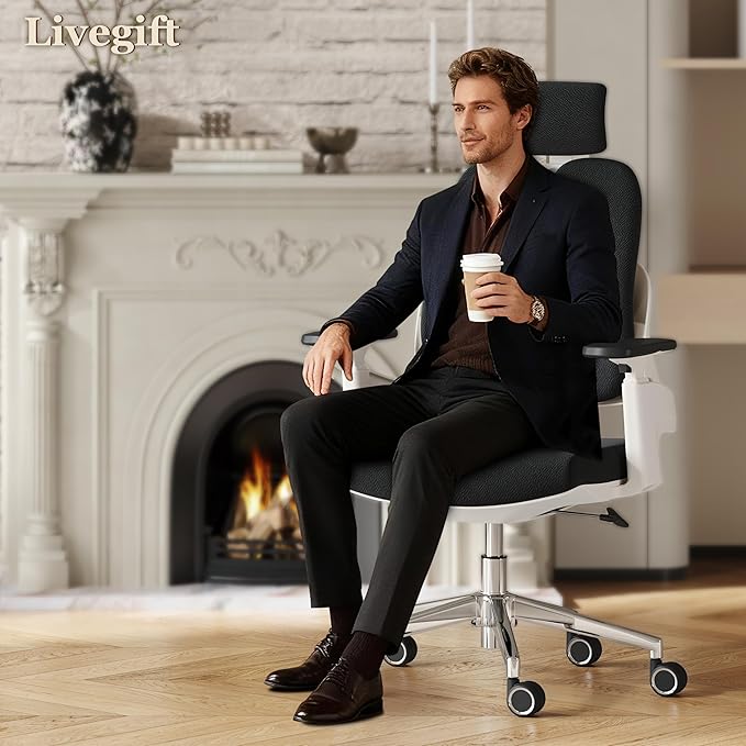 Ergonomic Office Chair Big and Tall Desk Chair, Dual-backrest Computer Chair with 6D Adjustable Arms and Lumbar Support, 500lbs Extra Wide Seat, for Home & Office Use,Black