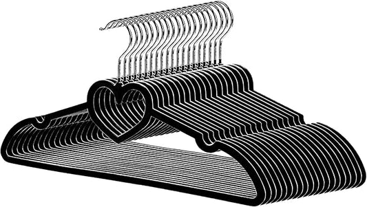 Velvet Hangers 20 Pack, 16" Non Slip Adult Hangers, Slim Clothes Hanger with 360 Degree Swivel Hook - Durable & Cute for Coats, Shirts, Dress (Black)