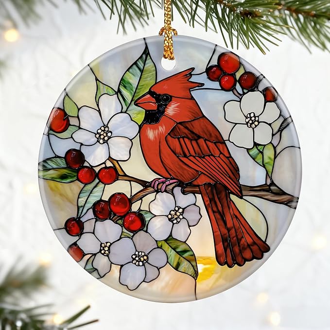 Cardinal Ornament for Christmas Tree | Christmas Ornaments, Red Bird Decor, Holiday Decor Gifts for Bird Lovers, Cardinal Memorial Gifts, Gift Exchange & Gift Idea, Giftbox Included