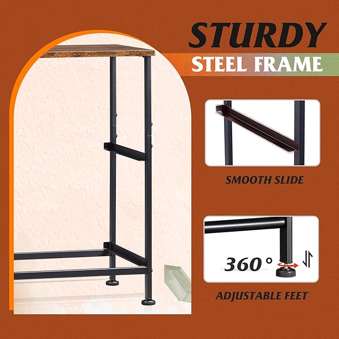 WLIVE Nightstand, 2 Drawer Dresser for Bedroom, Small Dresser with 2 Drawers, Bedside Furniture, Night Stand, End Table with Fabric Bins for Bedroom, Closet, Entryway, Black and Rustic Brown