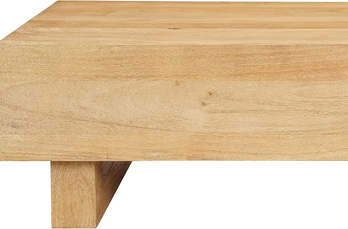 TUP THE URBAN PORT Elias Coffee Table | 42" Rectangular Top | Sandblasted Natural Brown Mango Wood | Wood Sustainably Harvested