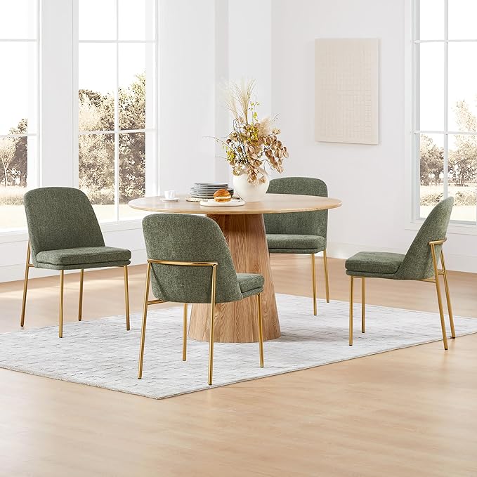 CHITA Modern Dining Chairs Set of 3, FSC Certified Metal Dining Chair for Dining Room, Moss Green