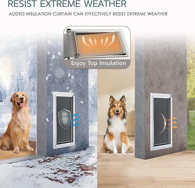 XL Pet Door for Wall Dog Door, 3-Flap XLarge Doggie Door for Exterior Wall, All-Metal Frame and Telescoping Tunnel,Pets Up to 220 Lb (Extra Large Size)