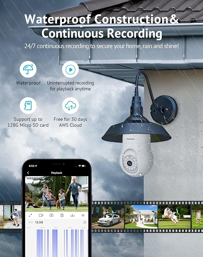 LaView 4MP Bulb Security Camera 2.4GHz,360° 2K Security Cameras Wireless Outdoor Indoor Full Color Day and Night, Motion Detection, Audible Alarm, Easy Installation, Compatible with Alexa