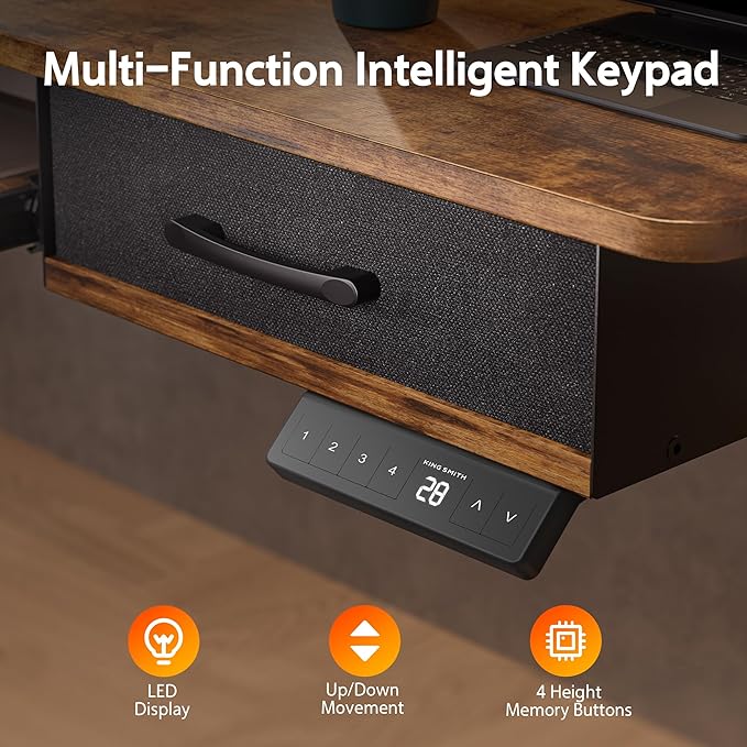 55x24 Inches Electric Standing Desk with Keyboard Tray, Height Adjustable Stand up Desk with 2 Drawers, Ergonomic Sit to Stand Desk with Storage Monitor Stand, Computer Table, Rustic Brown