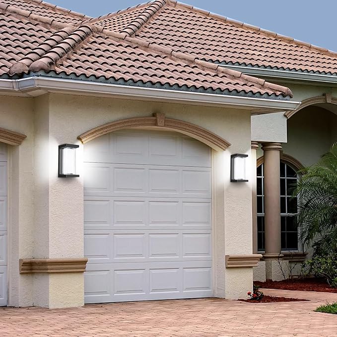 Juyace 18W Exterior Lighting Fixtures 6 Pack Budget-Friendly Outdoor Porch Lights Modern Black Sconces Wall Mount 1800Lm 6000K IP65 Waterproof for Garage House Patio Front Door Entryway