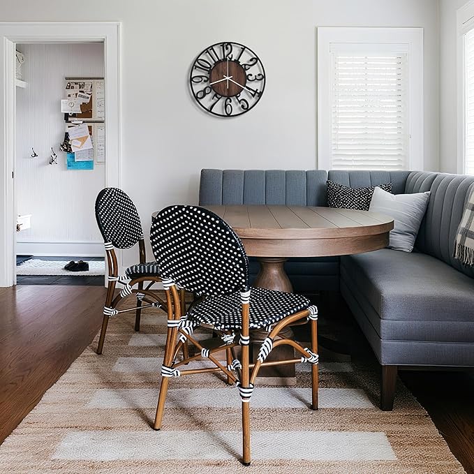 Maxstar Wall Clock Battery Operated,Silent Non-Ticking Modern Rustic Metal Round Clocks Small for Living Room/Bedroom/Office/Kitchen/Farmhouse Home Decor-14 Inch(Brown-Wood)