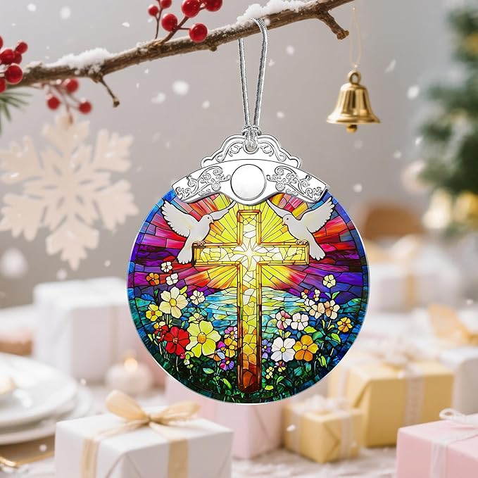 Catholic Cross Ornament, Christian Christmas Ornament, Christmas Tree Ornament, Religious Home Decor, Christian Gifts for Her, Religious Gifts, Gift Exchange, Gift Idea - Pattern C