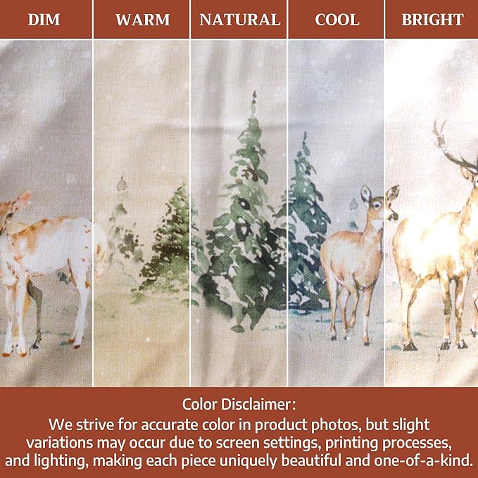 Maison d' Hermine Double Oven Mitt (7" x 35") 100% Cotton Heat Resistant BBQ Cooking Gloves with Loop for Thanksgiving Christmas Decorations Baking Cooking Handling Hot Pan (Deer in The Woods)