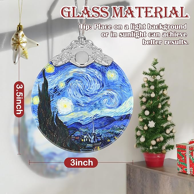 Starry Night Christmas Ornament - Stained Glass Hanging Decoration Idea