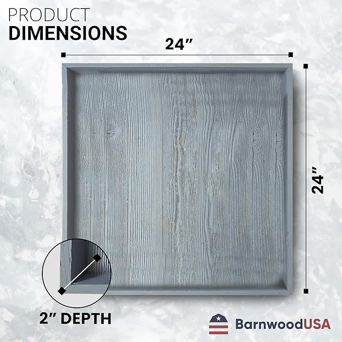 Wooden Ottoman Tray with Felt Pad – Decorative Couch Serving Tray Made with Real Rustic Reclaimed Wood - Perfect for Living Room Ottomans, Sofas, & Coffee Tables -24" x 24"- Slate Blue