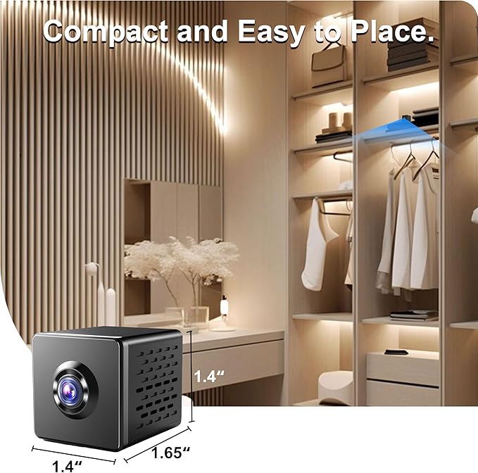 Hidden Camera, Spy Camera with Real-Time Recording, AI Motion Detection 4K Nanny Cam Hidden Camera, Mini Camera with Cloud & SD Storage, Night Vision Spy Cam, Indoor Camera for Baby, Pet and Older