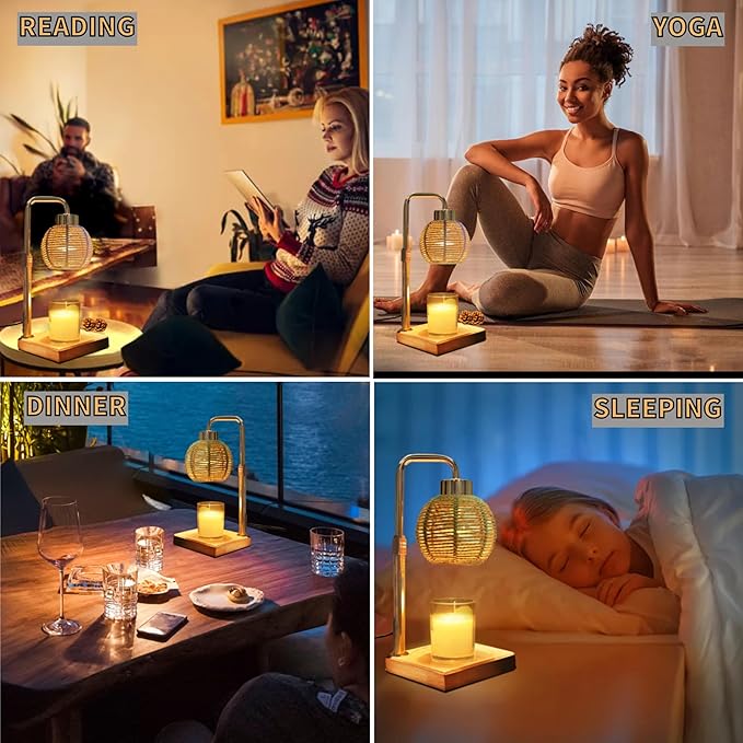 Candle Warmer Lamp - Electric Candle Lamp with Timer, Adjustable Dimmable & Height Wax Warmer Lamp for Melting Heating Small Jar Candles Scented Candle Warmer, Gifts for Home/Bedroom Decor(Gold)