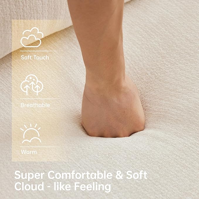 117”L Shaped Modern Sofa Modular Sectional Cloud Couch with Ottoman,Oversized Boneless Sofa,3+1 Seater Chenille Deep-Seat Sofa with 3 Pillows,Suitable for Living Room or Bedroom(White)