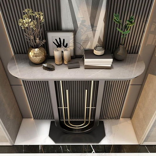 Console Table for Entryway Hall, Against Wall Hotel Long Porch table,stone top recibidor de entrada casa,Entry Home Wall Art Strip Table,for Living Room(B,31.5*11.8*31.5in/80*30*80cm)