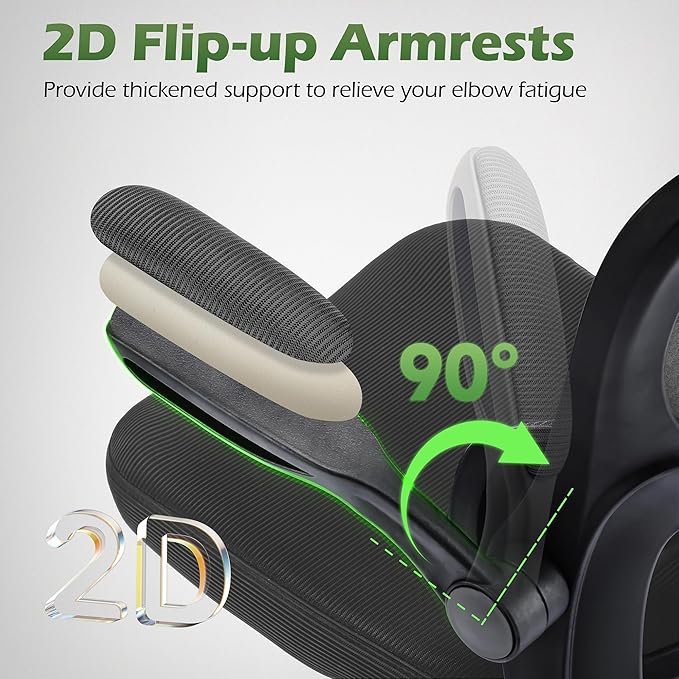 Office Chair Ergonomic Desk Chairs with Adjustable Lumbar Support& Headrest Hanger, High Back Breathable Mesh Chair with Wheels, Rolling Swivel Comfy Task Computer Chair for Home Work Gaming