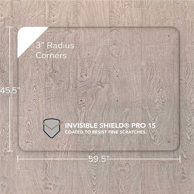 Vitrazza Glass Chair Mat 46” x 60” Superior ¼ Thick, Luminoso Low-Iron Ultra Clear, Certified Tempered Safety Glass, Delivers a Smooth Glide, Protects Carpet or Wood, Beautiful in Home or Office.