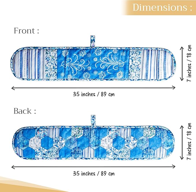 Maison d Hermine Summer Blue 100% Cotton Easter Double Oven Glove with Loop Heat Resistant for BBQ | Cooking | Baking | Grilling | Microwave | Barbecue | Spring/Summer (7.5 Inch by 35 Inch)