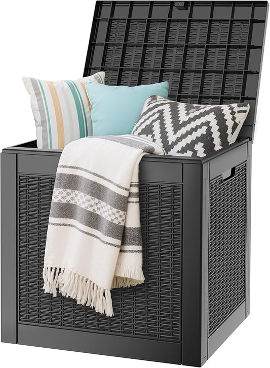 31 Gallon Outdoor Storage Box, Resin Deck Boxes Outdoor Waterproof For Patio Furniture, Garden Tools, Pool Supplies, Durable And UV Resistant, Lockable(2Box,a set)