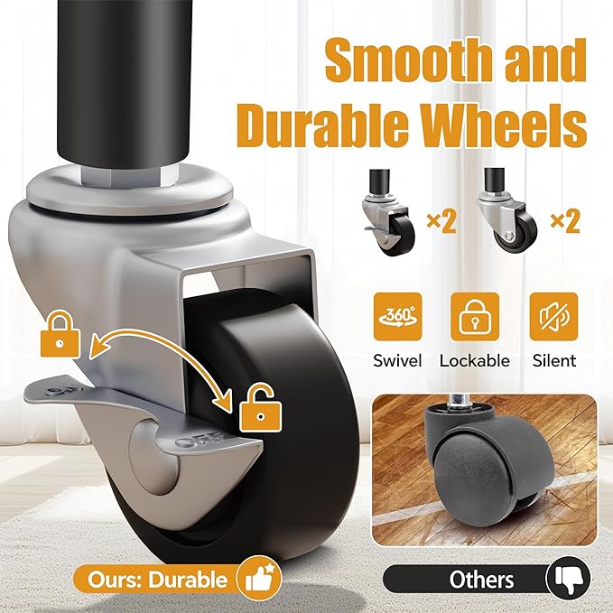 H4 Clothing Rack with Cover, Rolling Heavy Duty Clothes Rack, Garment Rack on Wheels, Portable Closet for Hanging Clothes, Black Clost Rack with Black Fabric Cover, Max Load 380LBS