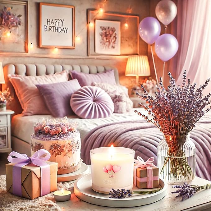 Birthday Candles, Scented Candles Gift Set for Stress Relief, 6 Votive Candles for Women and Men, Birthday Candle Gifts for Women (6 Colors, 14 oz)