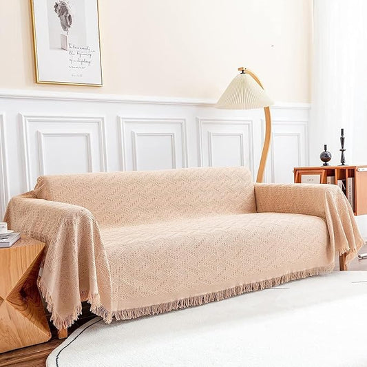 Deep Dream Sofa Cover, Sectional Couch Covers, Couch Covers for 3 Cushion Couch, Couch Cover for Dogs, Geometrical Jacquard Fabric Sofa Cover (XX-Large, 91" x 134", Brown)