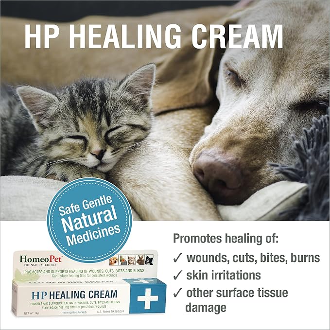 HomeoPet HP Healing Cream, Safe and Natural Skin-Healing Ointment for Cats and Dogs, 14 Grams