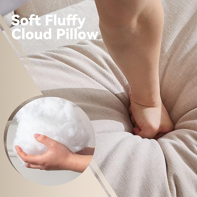 Modular Sectional Sofa Modern Oversized Chenille Cloud Couch with Movable Ottoman 7 Seater L-Shaped Sofas Comfy Couches for Living Room Spacious Space Office Lounge, Beige