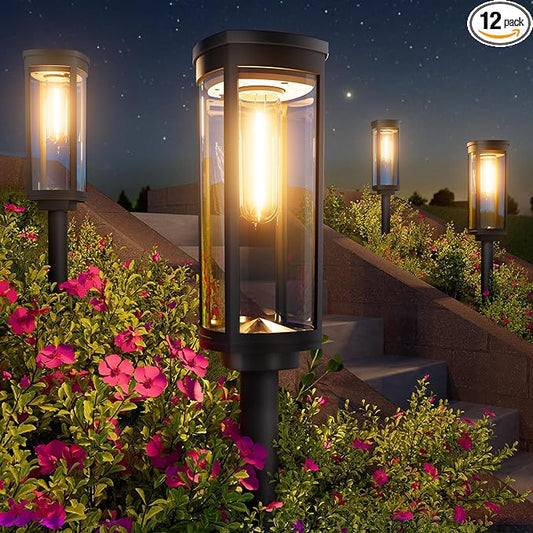 Bright Solar Pathway Lights, 12 Pack Solar Lights Outdoor Waterproof IP65, Auto On/Off Outdoor Garden Decorative Landscape Lighting for Walkway Driveway Lawn Patio Yard