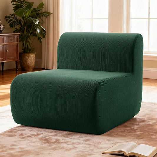 Cloud Single Sofa Chair,Fireside Beanbag Chair Upholstered Floor Sofa Couch,Corduroy Boneless Couch for Small Spaces,Memory Foam Lounge Chair for Bedroom, Living Room,Deep Green