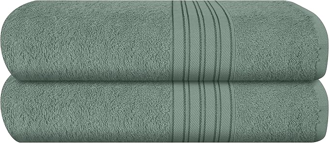 BOUTIQUO 100% Cotton 2 Pack Bath Towel Set 28x55 inches, Eco-Friendly Large Bath Towels, Compact Quickdry Lightweight Soft & Highly Absorbent Bath Towel, Ideal for Everyday Gym Travel Camp Pool - Jade