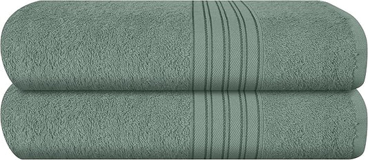 BOUTIQUO 100% Cotton 2 Pack Bath Towel Set 28x55 inches, Eco-Friendly Large Bath Towels, Compact Quickdry Lightweight Soft & Highly Absorbent Bath Towel, Ideal for Everyday Gym Travel Camp Pool - Jade