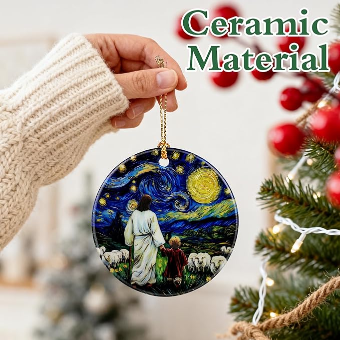 Jesus with Child Ornament, Starry Night Ornament, Christian Christmas Ornaments, Religious Christmas Decorations, Christian Home Decor, Christian Gift, Religious Gifts, Gifts for Christians