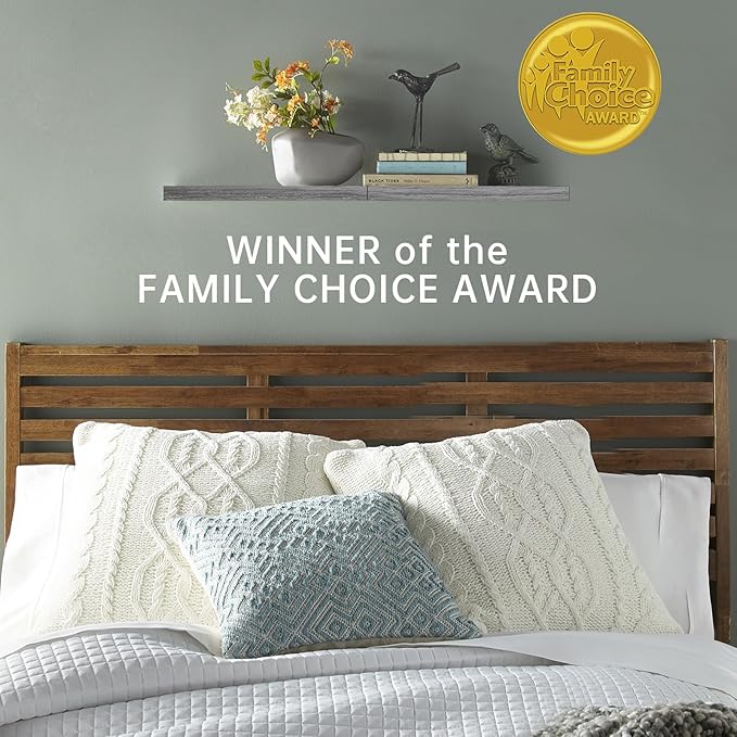 BAYKA Floating Shelves Grey, 22.5 inches Rustic Wood Wall Mounted Shelves for Bathroom, Bedroom, Living Room, Kitchen, Hanging Shelf for Books/Storage/Decor (Gray,Set of 2)