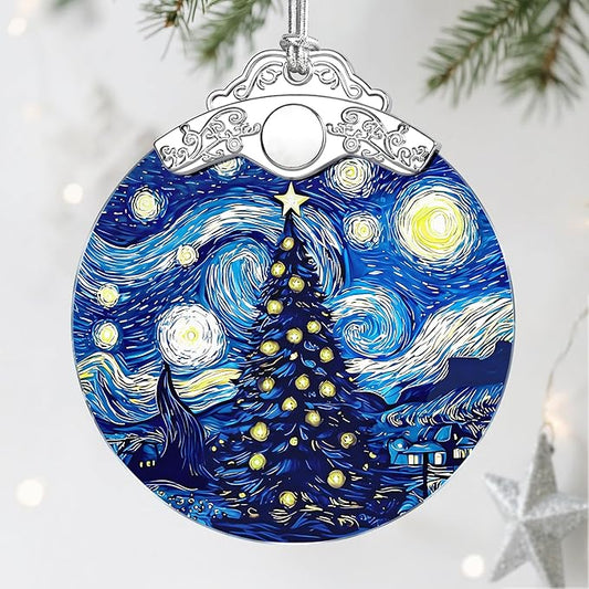 Starry Night Stained Glass Ornament - Christmas Decorations for Tree | Christmas Ornaments | Van Goghs Keepsake | Gifts for Family – Xmas Gifts | Gift Exchange | Gift Idea