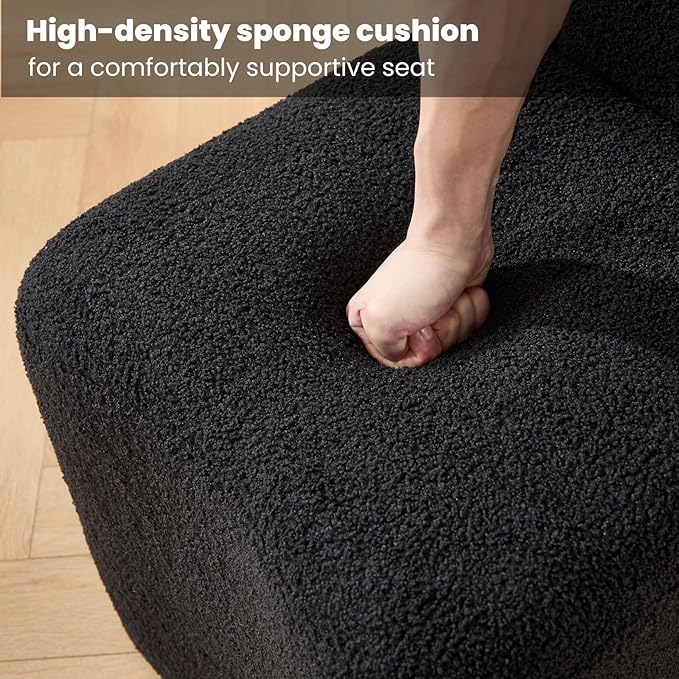 Black Upholstered Dining Chairs Set of 4, Armless Modern Sherpa Dining Chairs with High Back, Kitchen Chair for Dining Room/Restaurant/Living Room