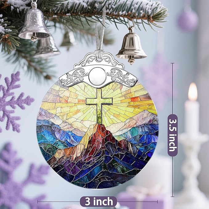 Christian Christmas Decorations - Jesus Home Decor | Cross Christmas Ornaments | Xmas Tree Ornament – Religious Gifts | Christian Gifts | Easter Faith Cross Gift