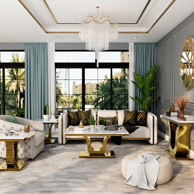 Gold Console Table, White and Gold Living Room Sofa Table, 50" Rectangle Console Table for Entryway, Living Room, Office, Foyer, Front Hall, Hallway