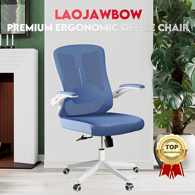 Ergonomic Office Chair - 400LB Comfy Desk Chairs with Adjustable Headrest and Lumbar Back Support, Mesh Computer Chairs with Wheels and Arms for Home Office, Study, Bedroom and Dorm (03blue)