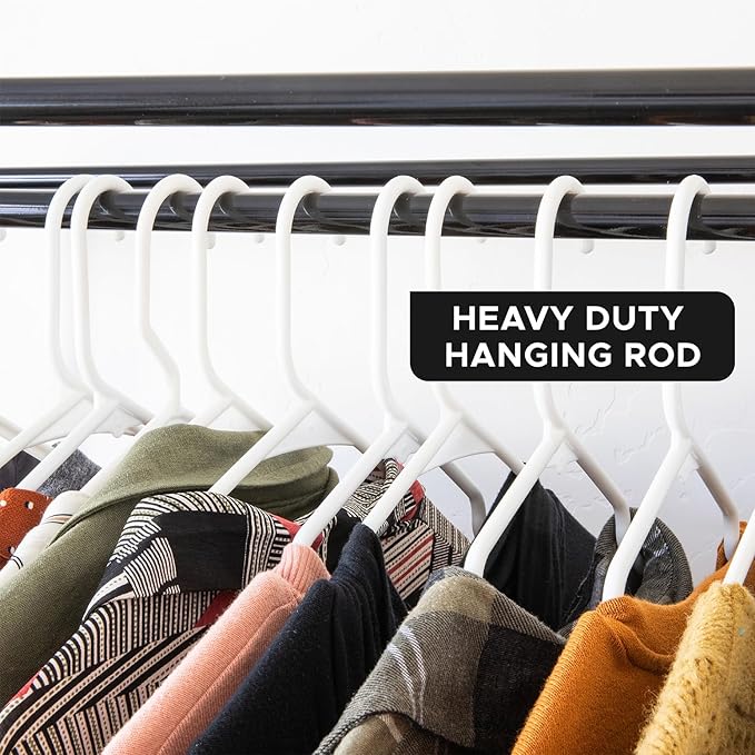 HOLDN’ STORAGE Portable Wardrobe Closet - 65 lb Large Capacity, Internal Heavy Duty Metal Rod, Zipper & Clear Window, Durable Clothes Organizer, Tool-Free Easy Assembly, Black Canvas Cover