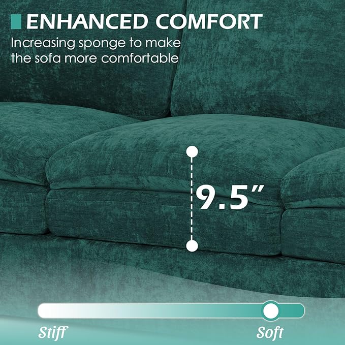 69” Chenille Loveseat Sofa w/Arm Pillows, Upholstered 2-Seater Sofa w/Comfortable Back Cushions, Modern 2 Seats Couch w/High-Density Foam for Living Room, Apartment, Office, Teal