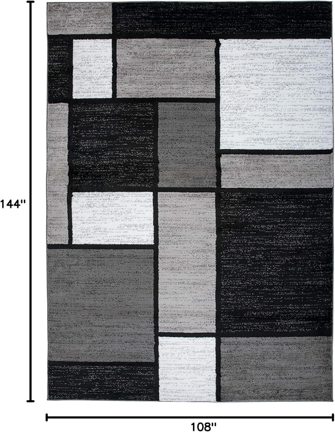 Rugshop Modern Geometric Gray Area Rug, Carpet with Jute Backing for Living Room, Large Bedroom, or Open Spaces, 9' x 12'