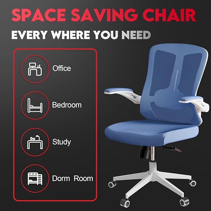 Ergonomic Office Chair - 400LB Comfy Desk Chairs with Adjustable Headrest and Lumbar Back Support, Mesh Computer Chairs with Wheels and Arms for Home Office, Study, Bedroom and Dorm (03blue)