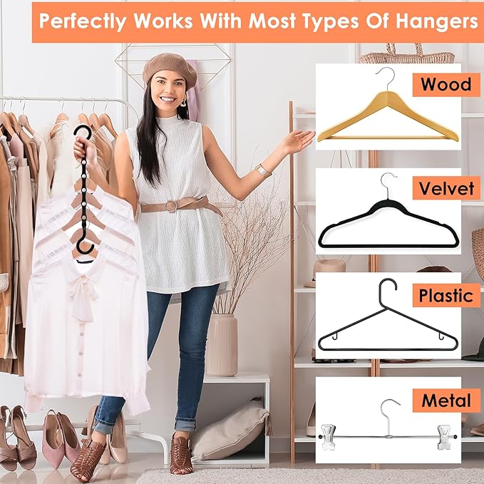 College Dorm Room Essentials, Magic Hangers Space Saving Clothes Hanger, Closet Organizers and Storage, Smart Space Saver Sturdy Plastic Hangers with 5 Holes for Heavy Clothes, 6 Pack
