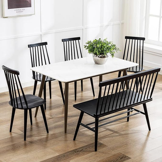 DUHOME Dining Chairs Set of 4 Wood Dining Room Chair Black Spindle Side Kitchen Room Country Farmhouse Chairs Black